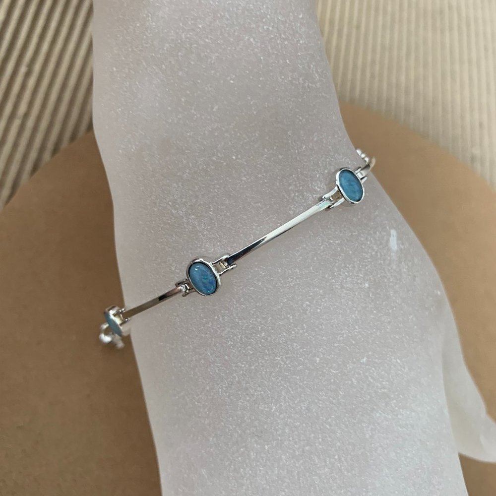 NWOT Genuine Silver (not plated)  and Opal Bracelet